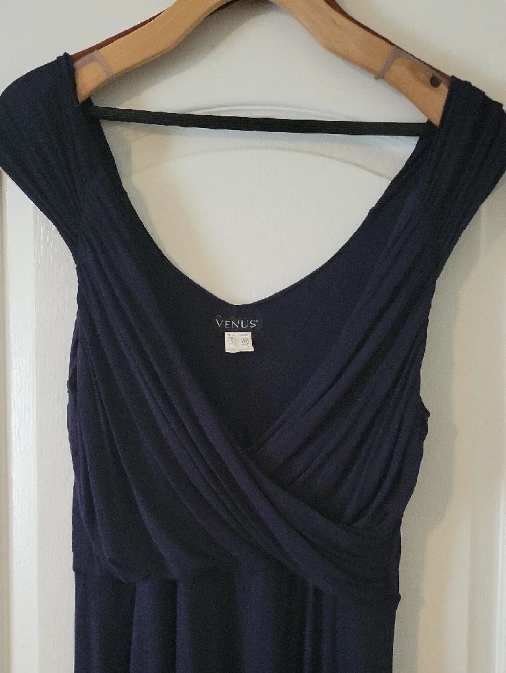 VENUS Deep Navy Cap Sleeve Wrap Midi Dress - Picture 2 of 8